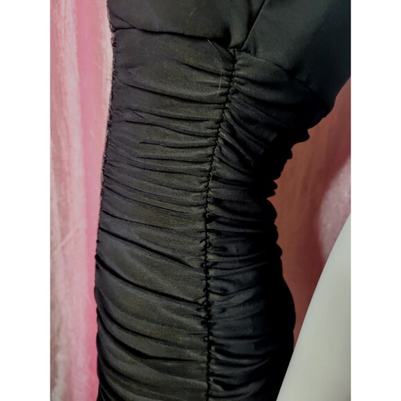 Ruby Rox Y2K Black One Shoulder Sequin Rouched Club Dress Size Medium - Picture 6 of 11